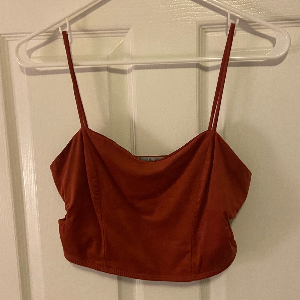 Charlotte Russe red cut out spaghetti strap crop top